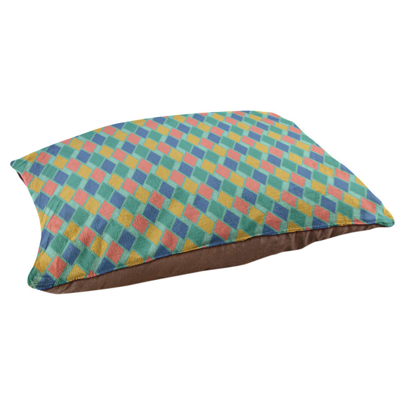 Coussin de diamants rétro Byrge, Bleu / Vert / Jaune, Très grand (l 52 po x P 42 po x H 17 po)