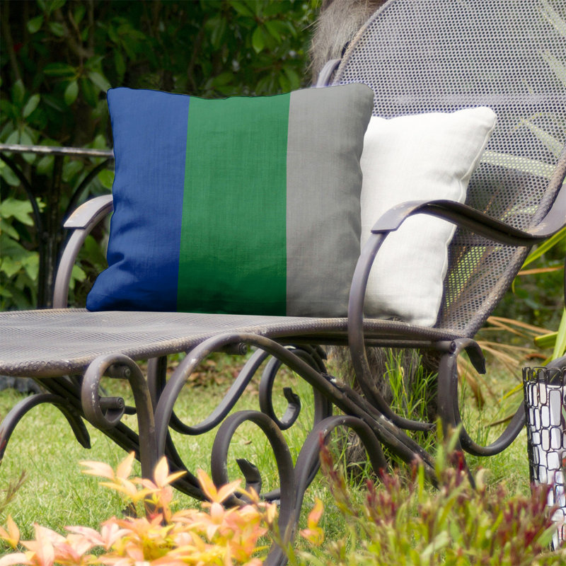 Coussin décoratif d'intérieur/d'extérieur, 20 po x 20 po, Bleu / vert / blanc
