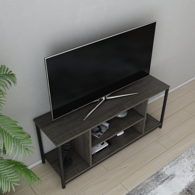 Meuble télé pour téléviseur de 50 po ou moins Rina, Noir / Chêne foncé