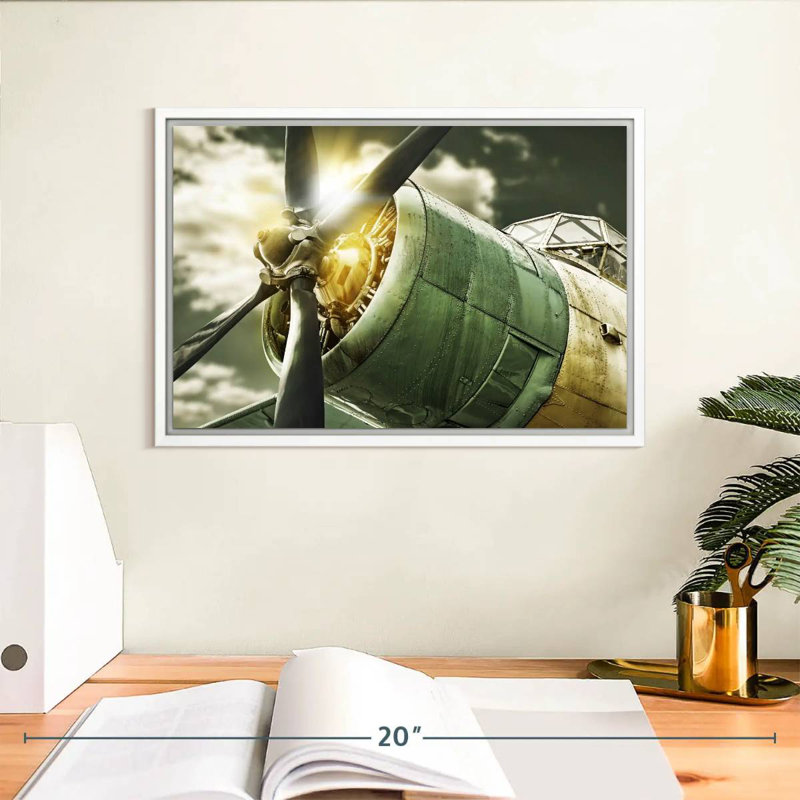 Vue du ciel de l'ancien avion, Cadre flottant blanc, 13 po x 9 po