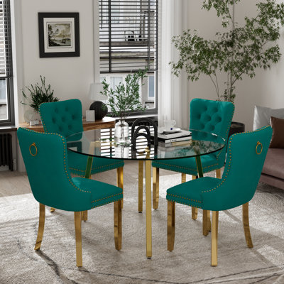 5-Piece Round Glass Dining Table Set