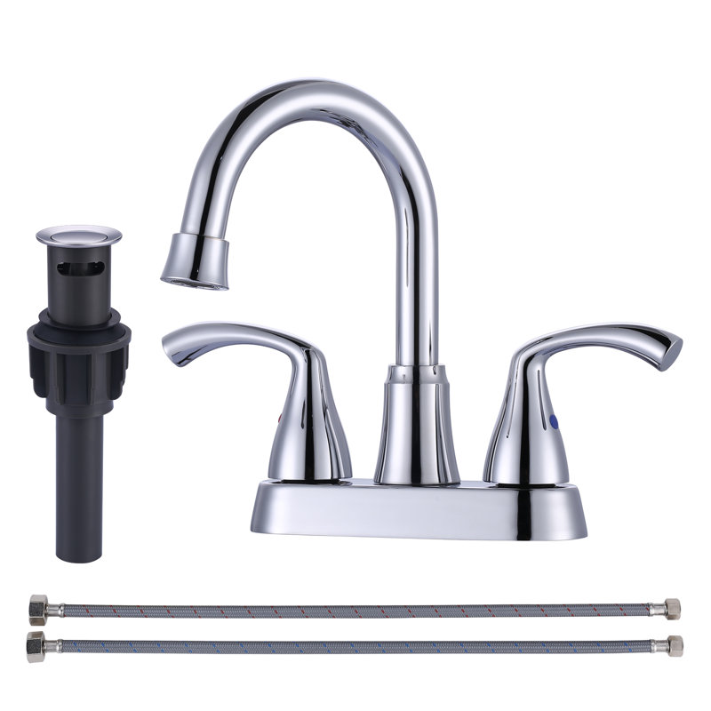 Robinet pour salle de bain à 2 poignées avec ensemble de bonde centrales, Chrome chrome