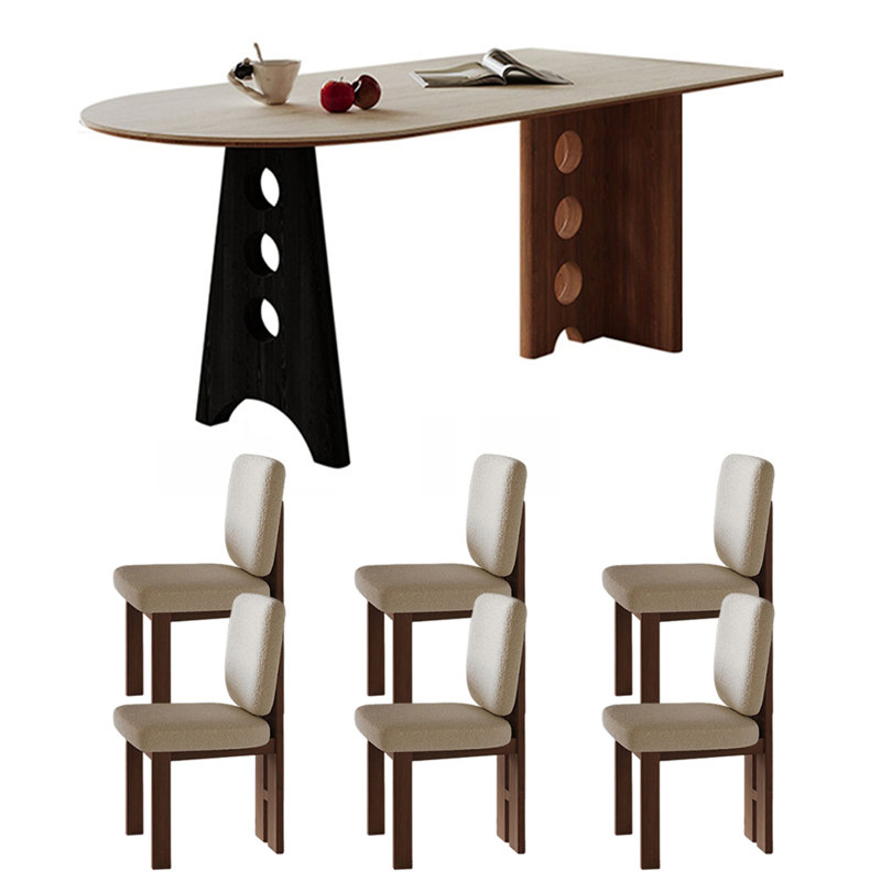 Ensemble de table de salle à manger vintage en pierre frittée, H 29,5 po x L 70,9 po x l 35,4 po