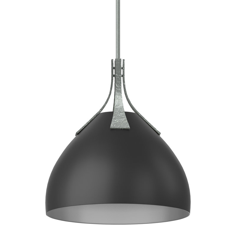 Luminaire suspendu en forme de dôme à 1 lumière Summit, Noir, Platine rétro