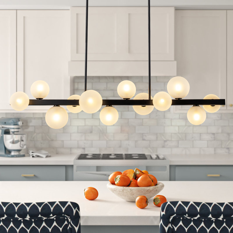 Luminaire suspendu pour îlot de cuisine 12 lumières Kimana, Noir mat