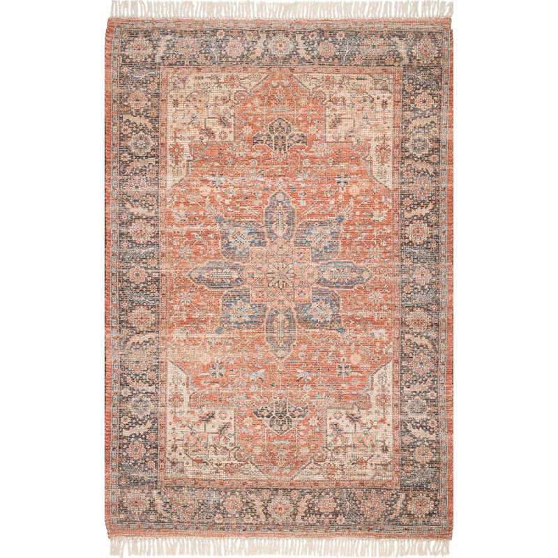 Persian Medallion Tassel Area Rug, Rectangle 4' x 6'