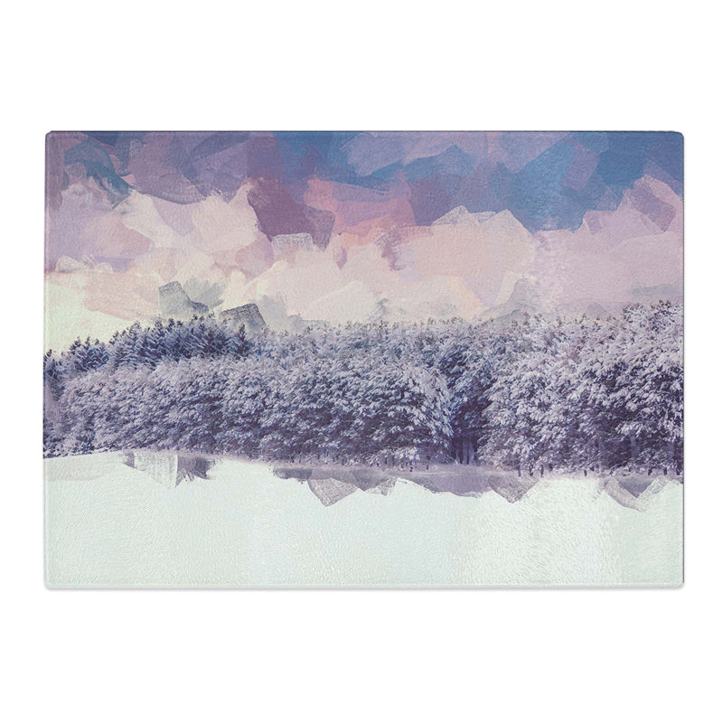 Tempered Glass Sky at Winter Chopping Board, 39 cm W x 28.5 cm L