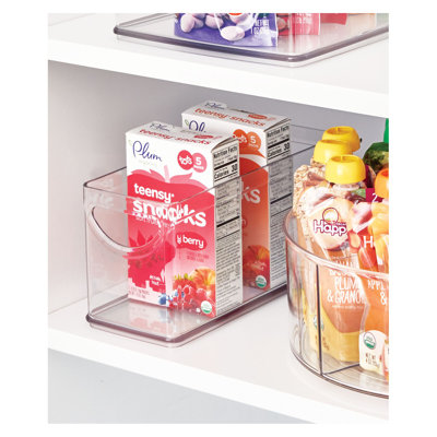 iDesign Narrow Pantry Organizer Bins with Handles - Storage Bin for Cabinets or Fridge- Set of 4 - Clear