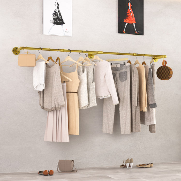 Williston Forge Jahmad 70.87'' Metal Wall Mounted Clothes Rack ...