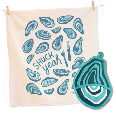 Oyster Tea Towel and Pot Holder Set