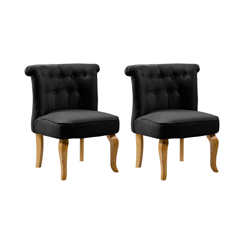 Meriwether Tufted Fabric Upholstered Dining Chair, Black