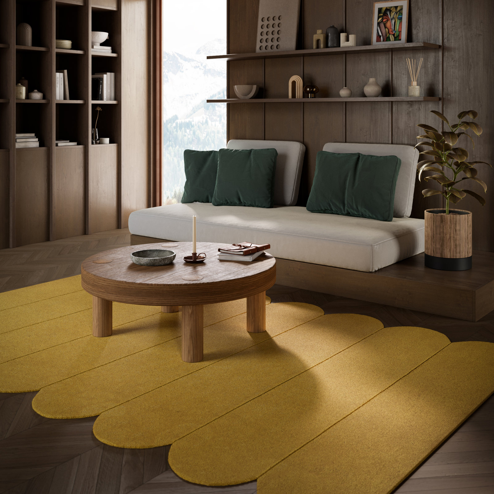 Dabria Orange Hand-Tufted Wool Rug, Rectangle 9' x 12'