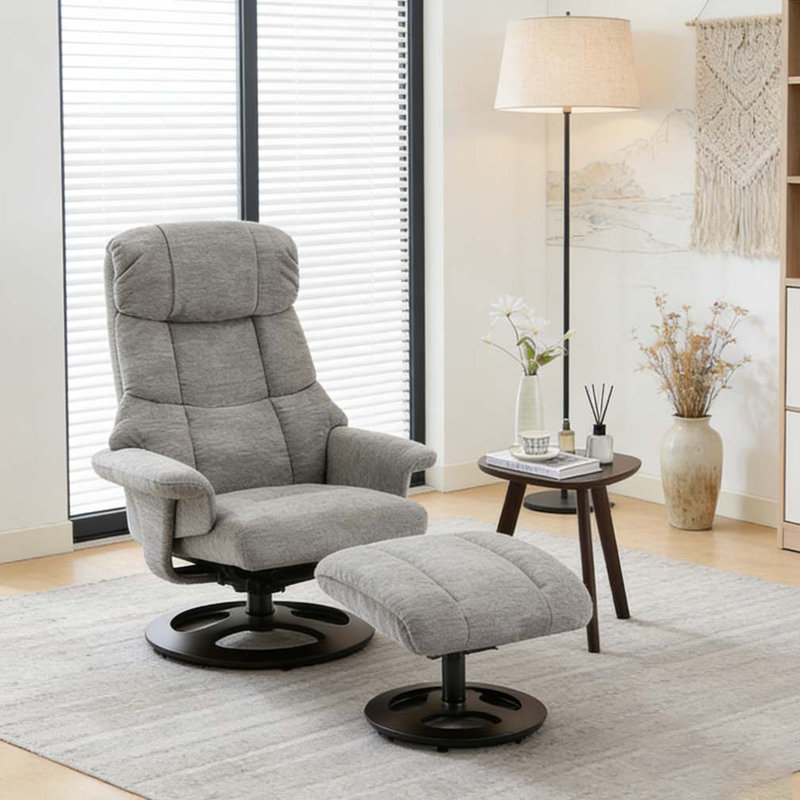 Ergonomic Recliner Chair with Ottoman, Grey