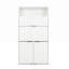Armoire de cuisine compacte de 69 po de hauteur, buffet en panneau de fibres à densité moyenne de qualité P2 avec huche et poste de travail pliable, armoire de rangement multifonctionnelle avec tablette réglable et prise de courant pour la salle à manger et le salon-129606532