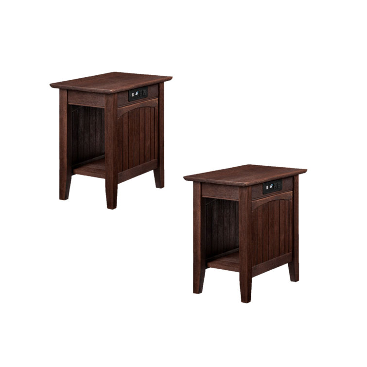 Andrimont Solid Wood End Table Set with Storage and Built-In Outlets (2 of pieces)