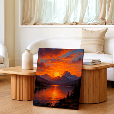 Reproduction d'art sur toile montagne, coucher de soleil, paysage, forêt de pin, montagne