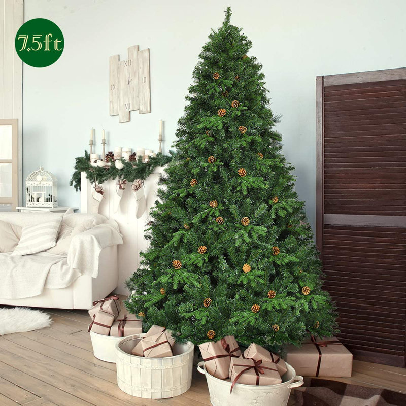 Artificial Christmas Tree Green With Led Lights, 7.4' H