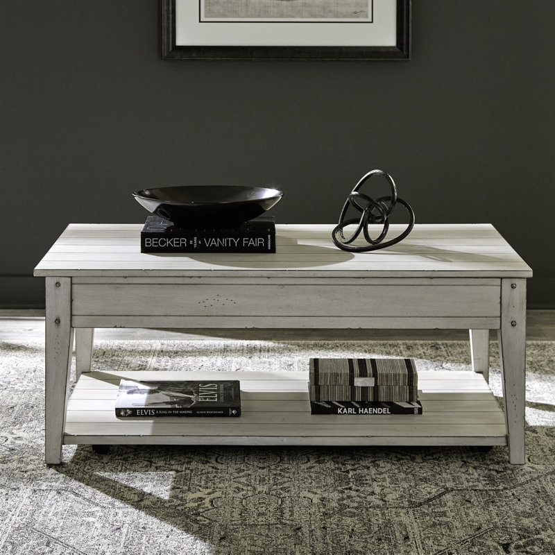 Table basse à roulettes Laron, Blanc