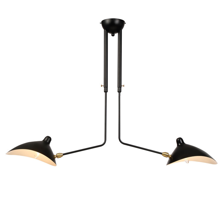 2-Light 41" Semi - Flush Mount Rotated Shade and Adjustable Height Pendant Lamp