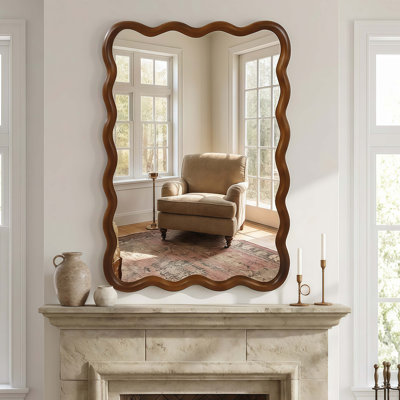 Miroir décoratif rond en bois massif Wavy