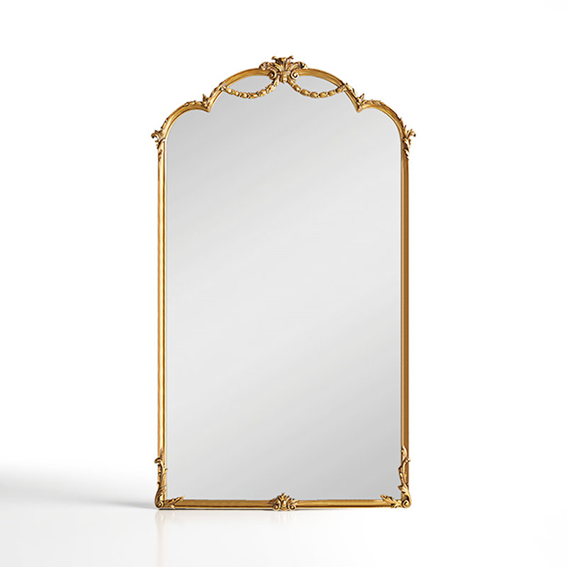 European-Style Vintage Carved Wall-Mounted Full-Length Mirror, 70.87” x 35.43”