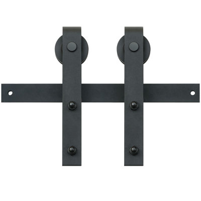 Sliding Barn Door Hardware Kit, 8 ft, Carbon Steel, 1-Pack, Black, 330 LBS Weight Capacity
