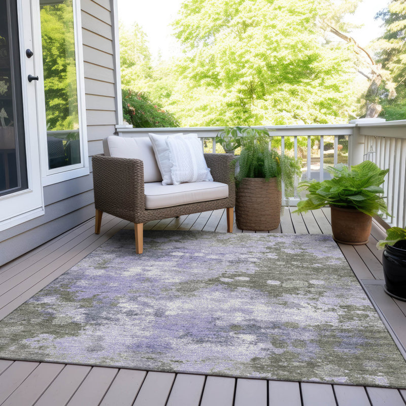 Machine Washable Indoor/Outdoor Xhevrie Lavender Rug, Rectangle 3' x 5'