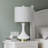 23.5" White Ceramic Table Lamp with USB & Type-C Ports and Pre-Assembled Linen Shade-873968585
