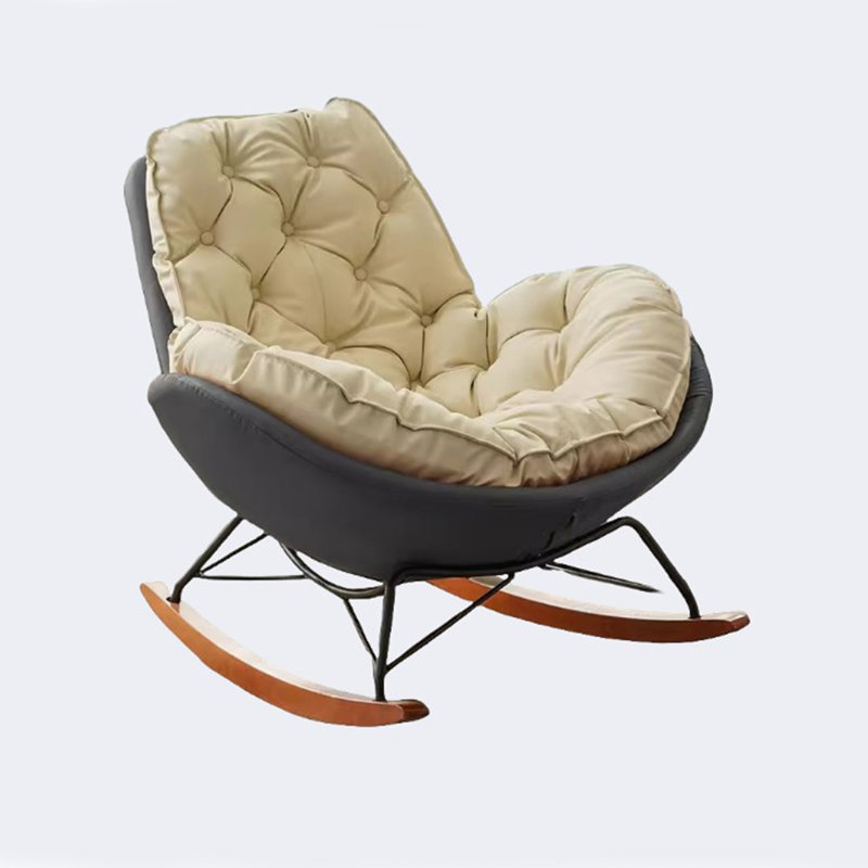Chaise berçante légère, luxueuse et confortable, Blanc / gris