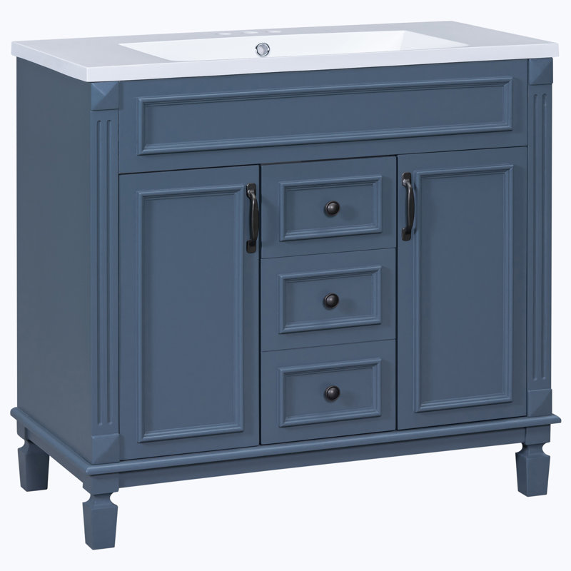 Meuble-lavabo de 36 pouces avec lavabo intÃ©grÃ©, Bleu