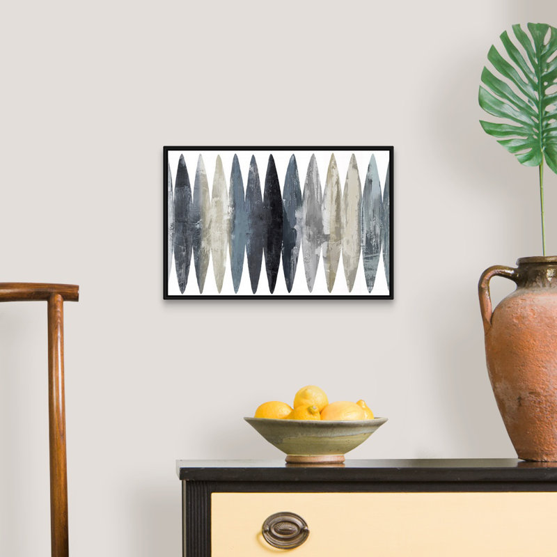 "Abstract Surfboard Gray" par David Moore - reproduction d'art sur toile, H 13,25 po x l 19,25 po, Toile avec cadre flottant