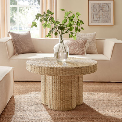 Table basse ronde en rotin naturel 32 pouces Ainsley