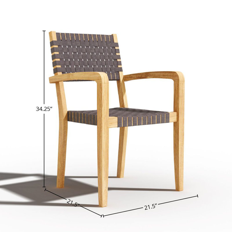 Clairene 5-Piece Square Teak Outdoor Dining Set with Stacking Armchairs
