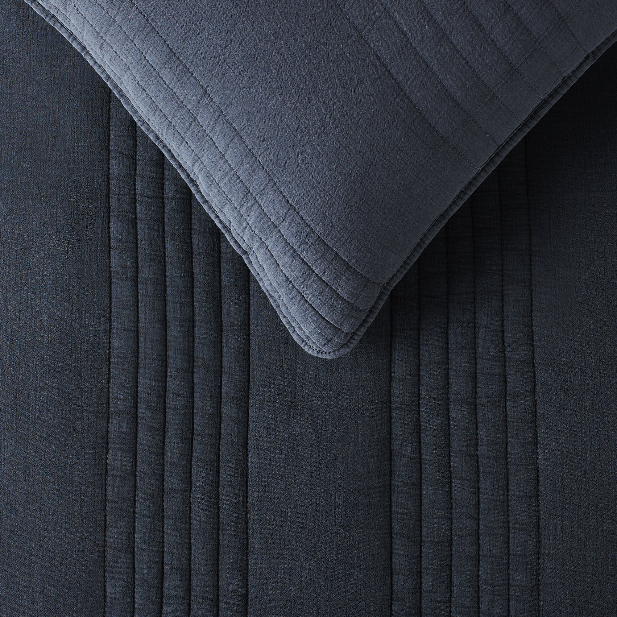 Cotton Quilt Set, Navy, Queen Quilt + 2 Standard Shams