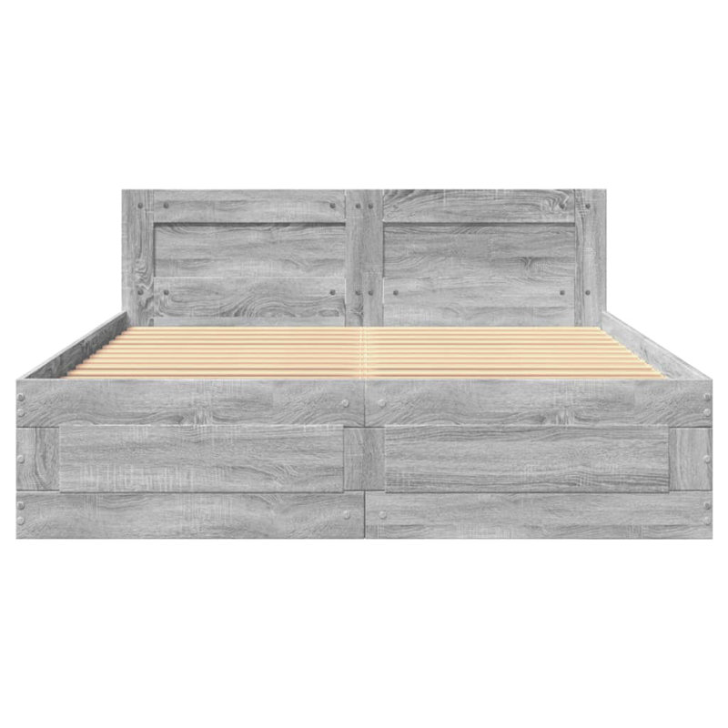 Storage Bed, European Double (140 x 200 cm), Grey Sonoma
