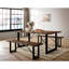 Banc de salle à manger industriel 1pc avec design deux tons, base en métal en U, finition noyer et noire, bordure naturelle en bois massif