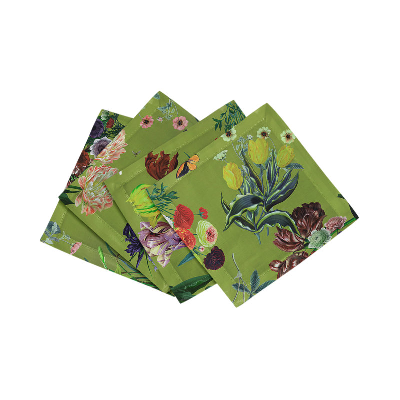 Serviettes de table en satin de coton Flora Fauna, Fontana