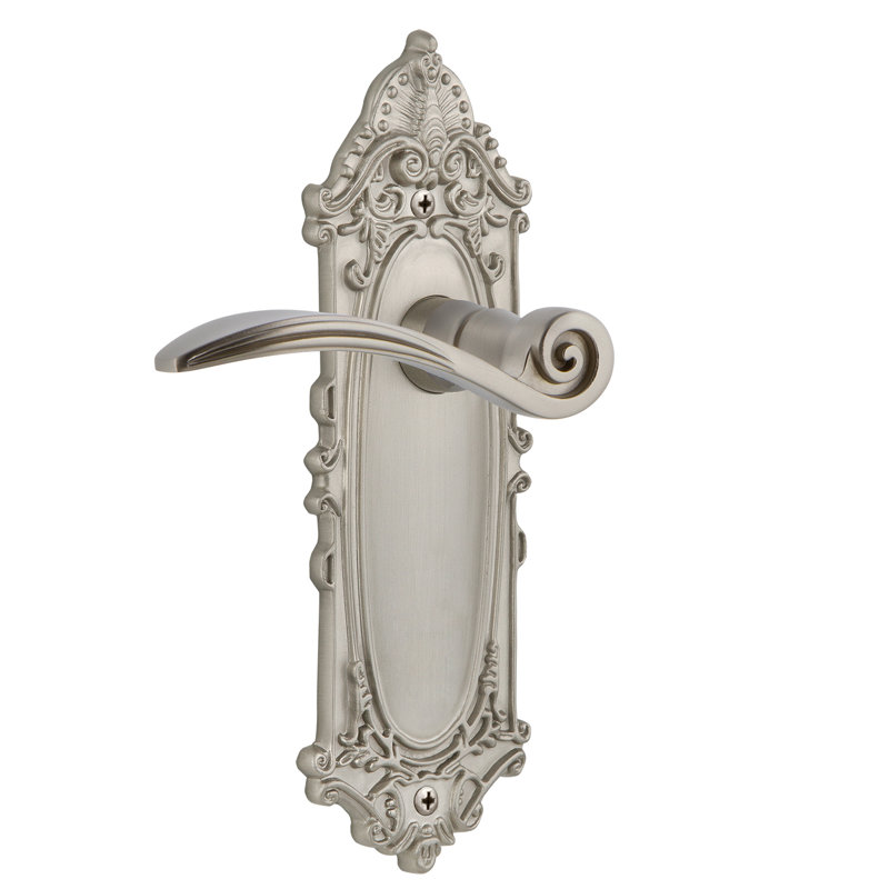 Victorian Plate Passage (Hall & Closet) with Swan Lever, Satin Nickel, 2.375"