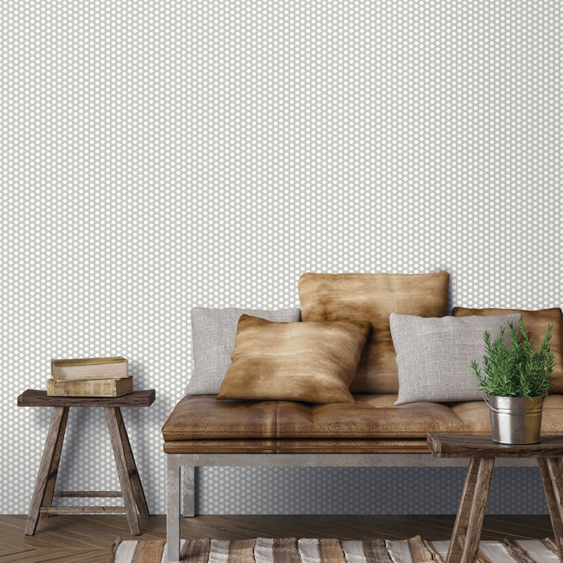 Into The Wild Collection Metallic Geometric Hex 33' L x 21" W Wallpaper Roll, Gray