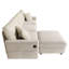 L-Shaped Corner Sofa with Ottoman & 2 Cushions – Chenille Fabric, Modern Minimalist-419210817
