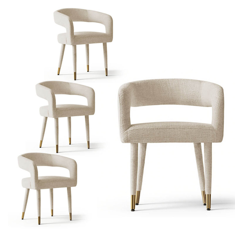 Upholstered Open-Back Dining Chairs (Set of 4), Oatmeal