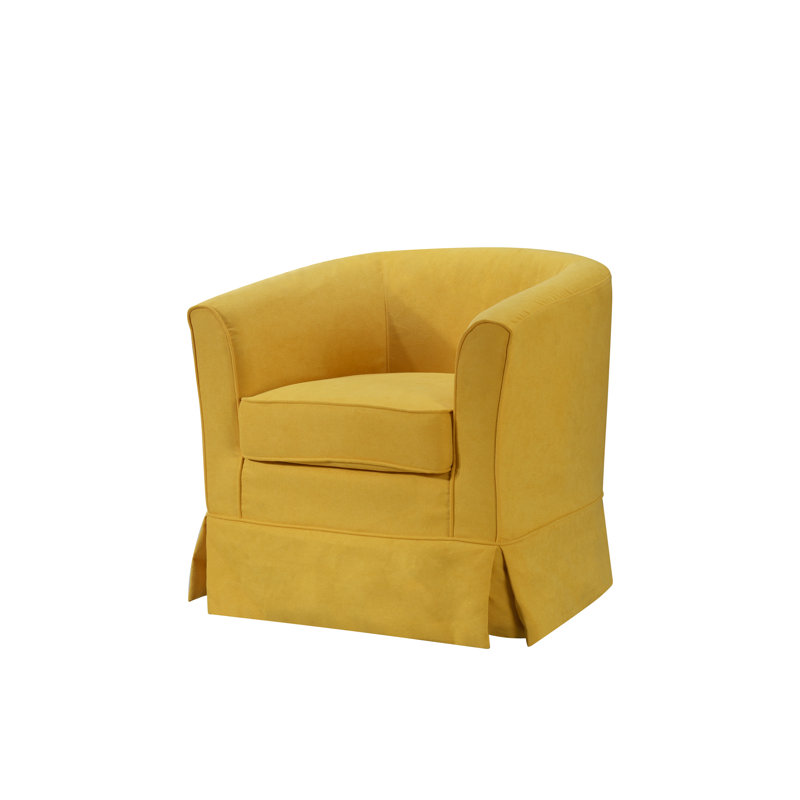 Ailen Swivel Barrel Chair, Yellow Fabric