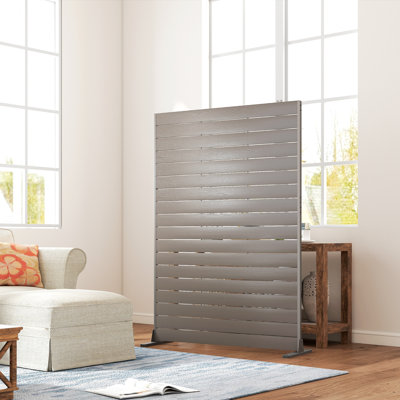 HDPE Outdoor Privacy Screen, 47.2"W x 68.5"H Decorative Privacy Fence Screen with Stand and 6 Panels, Freestanding Patio Divider for Indoor Outdoor, Balcony Office, Brown