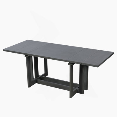 Rustic 82Inch Extendable Dining Table, Trestle Kitchen Table With Two 12'' Removable Leaf, Grey
