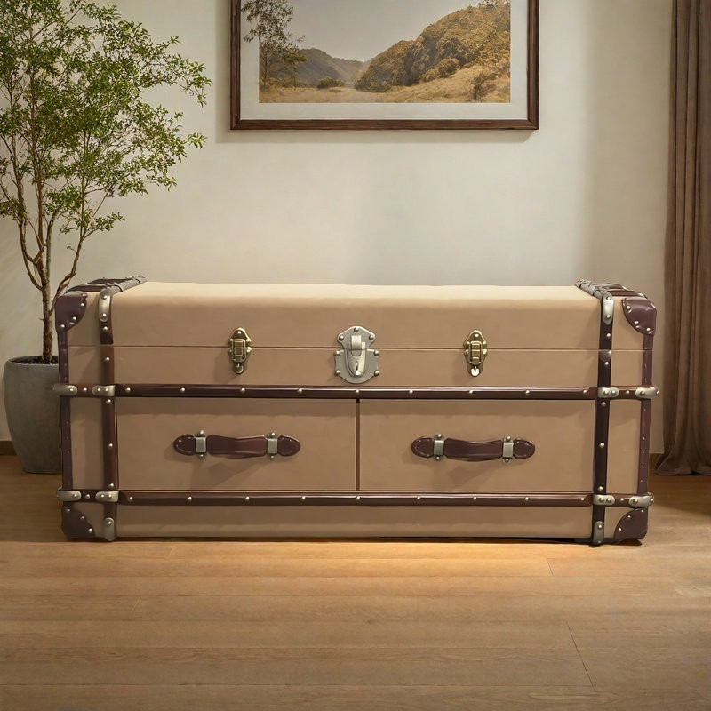 Tan Extra Large Canvas Accent Trunk