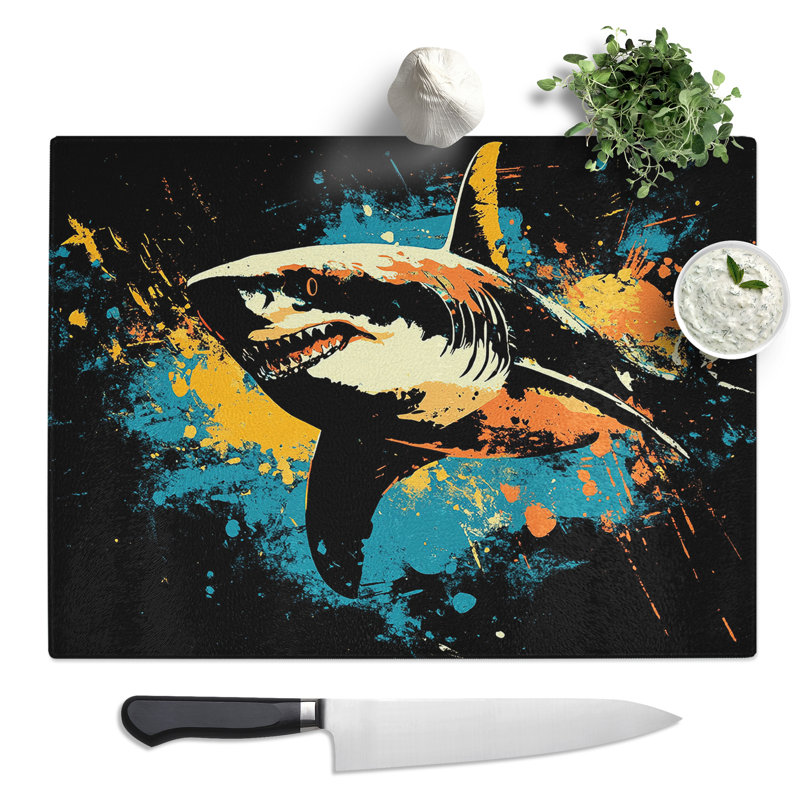 Shark Design  Glass Chopping Board