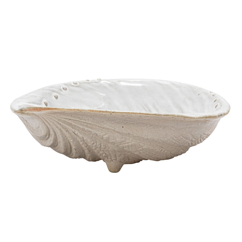 Stoneware White Shell Abalone Plate