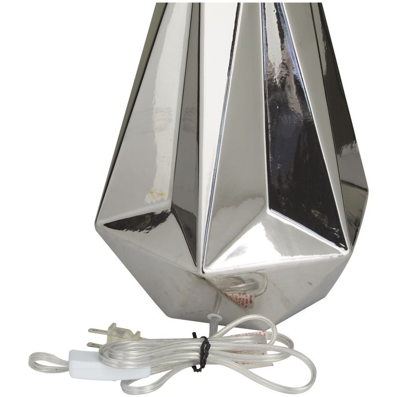 Cosmoliving By Cosmopolitan Modern Ceramic Table Lamp, Silver