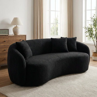 Causeuse incurvée moderne de 65 po x P 39,4 po avec 3 coussins et coussin en mousse compressée
