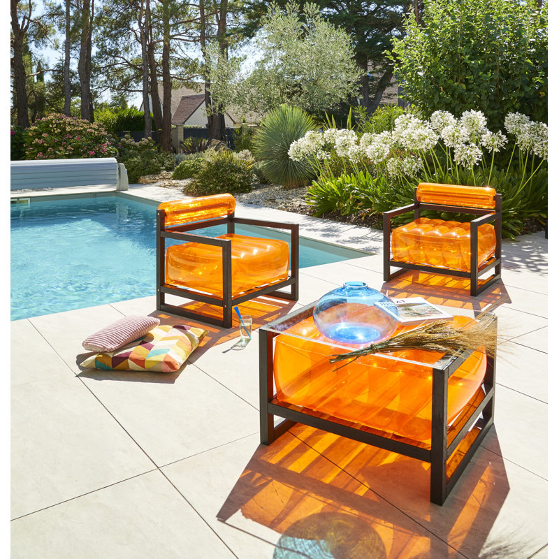 EKO Wooden And Crystal Black TPU Coffee Table, Orange